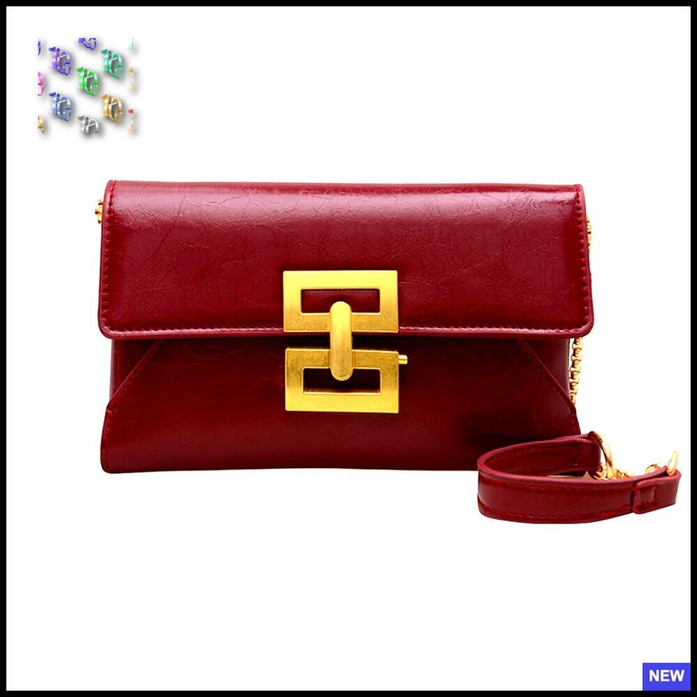Vintage PU Leather Crossbody Clutch Purse Elegant Minimal Evening Handbag